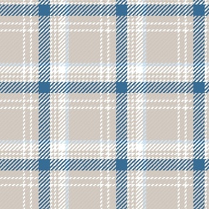 Modern Boucle Plaid in greige blue white