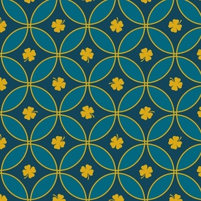 Overlapping circles with lucky clover yellow and blue | medium
