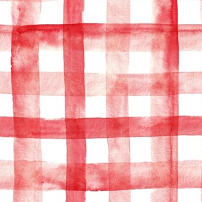 21" Red and white watercolor plaid