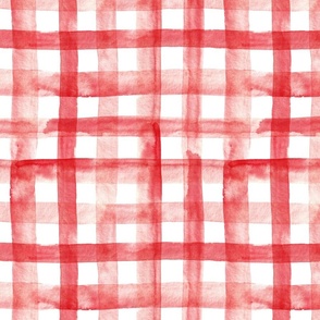 12" Red and white watercolor plaid