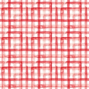 6" Red and white watercolor plaid