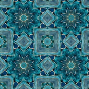 Artisanal Mediterranean Tile Design Turquoise Gold