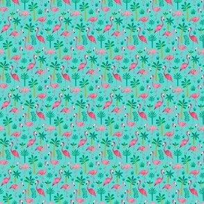 Flamingo Palm tree in watercolors turquoise (micro)