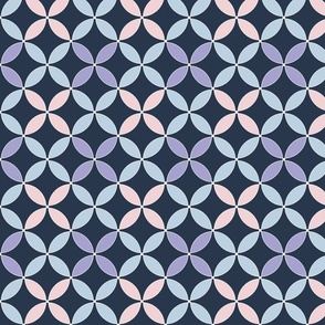 interlocking circles in fog, lilac, cotton candy and navy | small