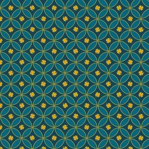 interlocking circles with lucky clover yellow and blue | small