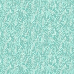 Mini - Pale Aqua on Duck Egg Blue, two tone tropical leaves texture pattern