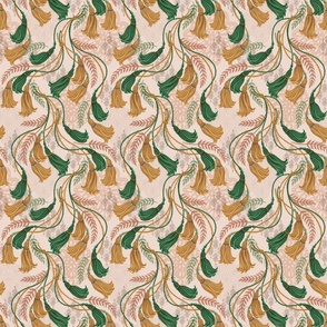 Boho Tassels- Bohemian Mandala- Boho Wallpaper- Vintage Bohemian- Coral Blush Background- Mustard- Gold- Terracotta- Emerald Green- sMini