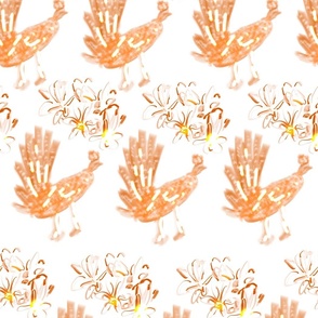 Orange hens with monograms on a white background