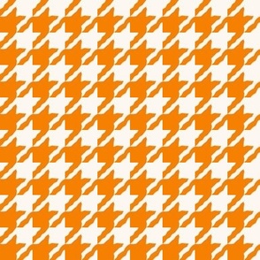 Orange and White Houndstooth Check Plaid