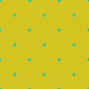 Star quilts- turquoise blue star on yellow green chartreuse  (small)