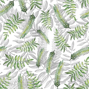Green and gray tropical leaves