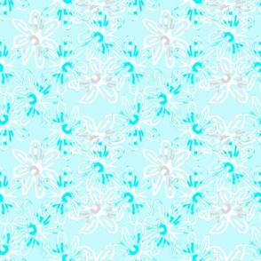 Simple baby flowers on a blue background