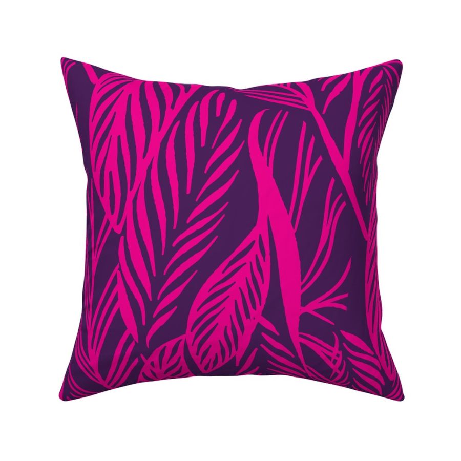 Jumbo - Magenta leaves on Purple, tropical leaves texture pattern