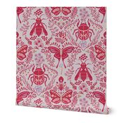 Viva Magenta Insects // large // beetle, wasp, butterfly and moth with flowers in red