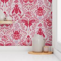 Viva Magenta Insects // large // beetle, wasp, butterfly and moth with flowers in red