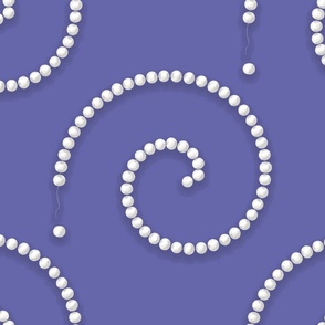 Classic Pearls on Periwinkle - Passementerie Challenge 2023 - 10.5 inch fabric repeat - 12 inch wallpaper repeat