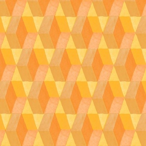 Honey Hexagon Mid Century Modern in Orange   |    Large Scale