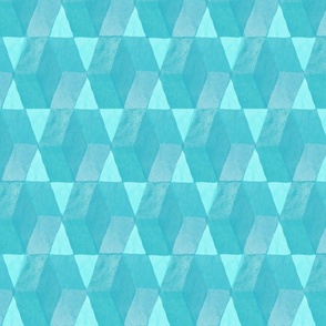 High Tide Hexagon Mid Century Modern in Turquoise Blue   |    Large Scale