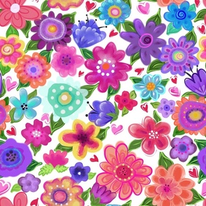 Beautiful Watercolor Style Boho Flowers