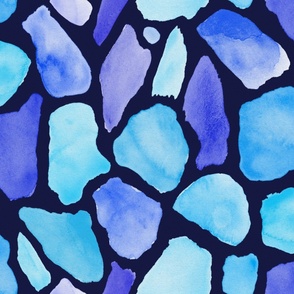 Watercolour Crazy Giraffe animal print blue navy background