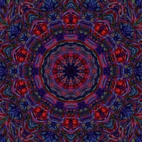 Red and Blue Abstract Kaleidoscope Pattern