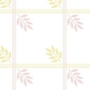 Pink and Yellow Three Lined Leaf Windowpane or Graph Check- Medium Print
