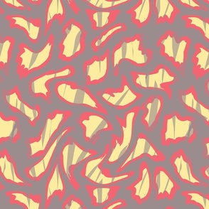 Red yellow animal print on gray background