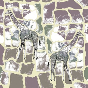 Watercolor giraffes with spots in pastel colors