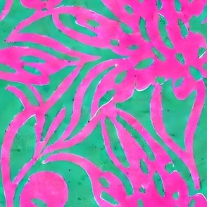 Hot Pink Watercolor Aqua Swirl