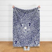 Spot the Leopard - Leopard in an ocean of spots - animal print - dark blue on soft white - large