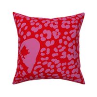 Spot the Leopard - Leopard in an ocean of spots - animal print - Peony Purple on Poppy Red (Petal Solids coordinate)  - large