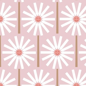 Happy Daisy / medium scale / soft pink fun whimsy geo pattern 