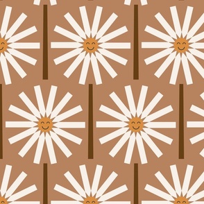 Happy Daisy / medium scale / warm boho brown fun whimsy geo pattern unisex