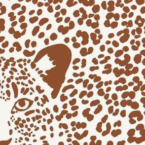Spot the Leopard - Leopard in an ocean of spots - animal print - nutshell brown Mocha Bisque on soft white - large