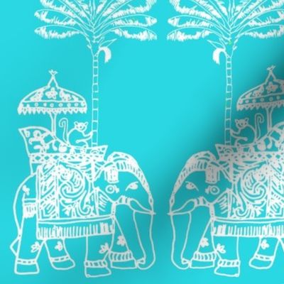 ELEPHANT BLOCK ocean blue and white outlines