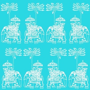 ELEPHANT BLOCK ocean blue and white outlines