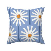 Happy Daisy / medium scale / blue fun whimsy geo pattern 