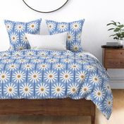 Happy Daisy / medium scale / blue fun whimsy geo pattern 