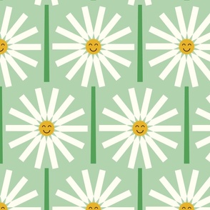 Happy Daisy / medium scale / spring green fun whimsy geo pattern 