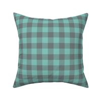teal and grey gingham, 1" squares 