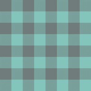 teal and grey gingham, 1" squares 