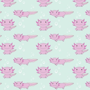Axolotl Pink Bubbles- Medium Print