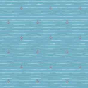 Nautical Stripes and Anchors - Blue and Red - Small