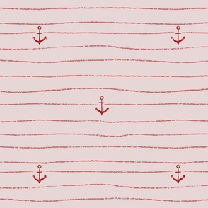 Nautical Stripes - Blush and Red - Medium