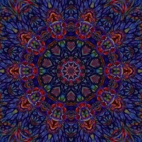 Red Blue Gold Abstract Kaleidoscope