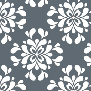 White on Gray Floral 