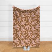 Cherry Blossoms - Cottagecore Spring Floral Enchanted Almond Brown Large Scale