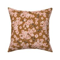 Cherry Blossoms - Cottagecore Spring Floral Enchanted Almond Brown Regular Scale