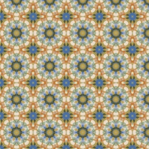 Saltillo Star - abstract geometric mandala tile pattern - terracotta, denim & goldenrod