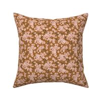 Cherry Blossoms - Cottagecore Spring Floral Enchanted Almond Brown Small Scale